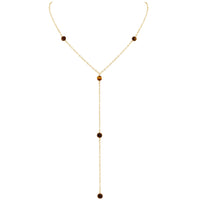 Dainty Y Necklace - Tigers Eye - 14K Gold Fill - Luna Tide Handmade Jewellery