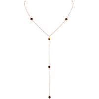 Dainty Y Necklace - Tigers Eye - 14K Rose Gold Fill - Luna Tide Handmade Jewellery