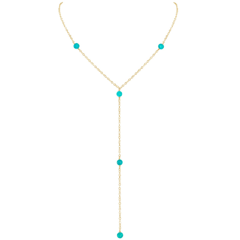 Dainty Y Necklace - Turquoise - 14K Gold Fill - Luna Tide Handmade Jewellery