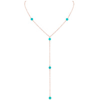 Dainty Y Necklace - Turquoise - 14K Rose Gold Fill - Luna Tide Handmade Jewellery