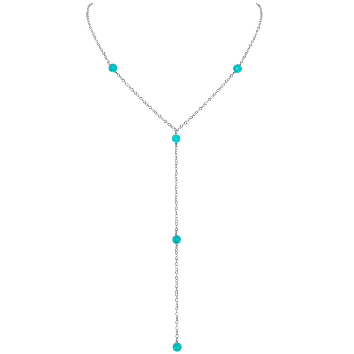 Dainty Y Necklace - Turquoise - Stainless Steel - Luna Tide Handmade Jewellery