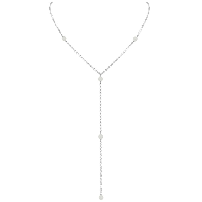 Dainty Y Necklace - White Moonstone - Sterling Silver - Luna Tide Handmade Jewellery