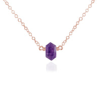 Double Terminated Crystal Necklace - Amethyst - 14K Rose Gold Fill - Luna Tide Handmade Jewellery