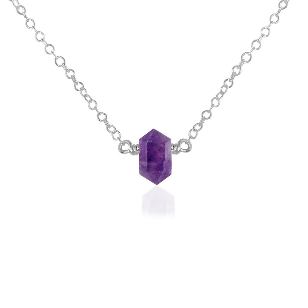 Double Terminated Amethyst Mini Crystal Point Necklace - Double Terminated Amethyst Mini Crystal Point Necklace - Sterling Silver - Luna Tide Handmade Crystal Jewellery
