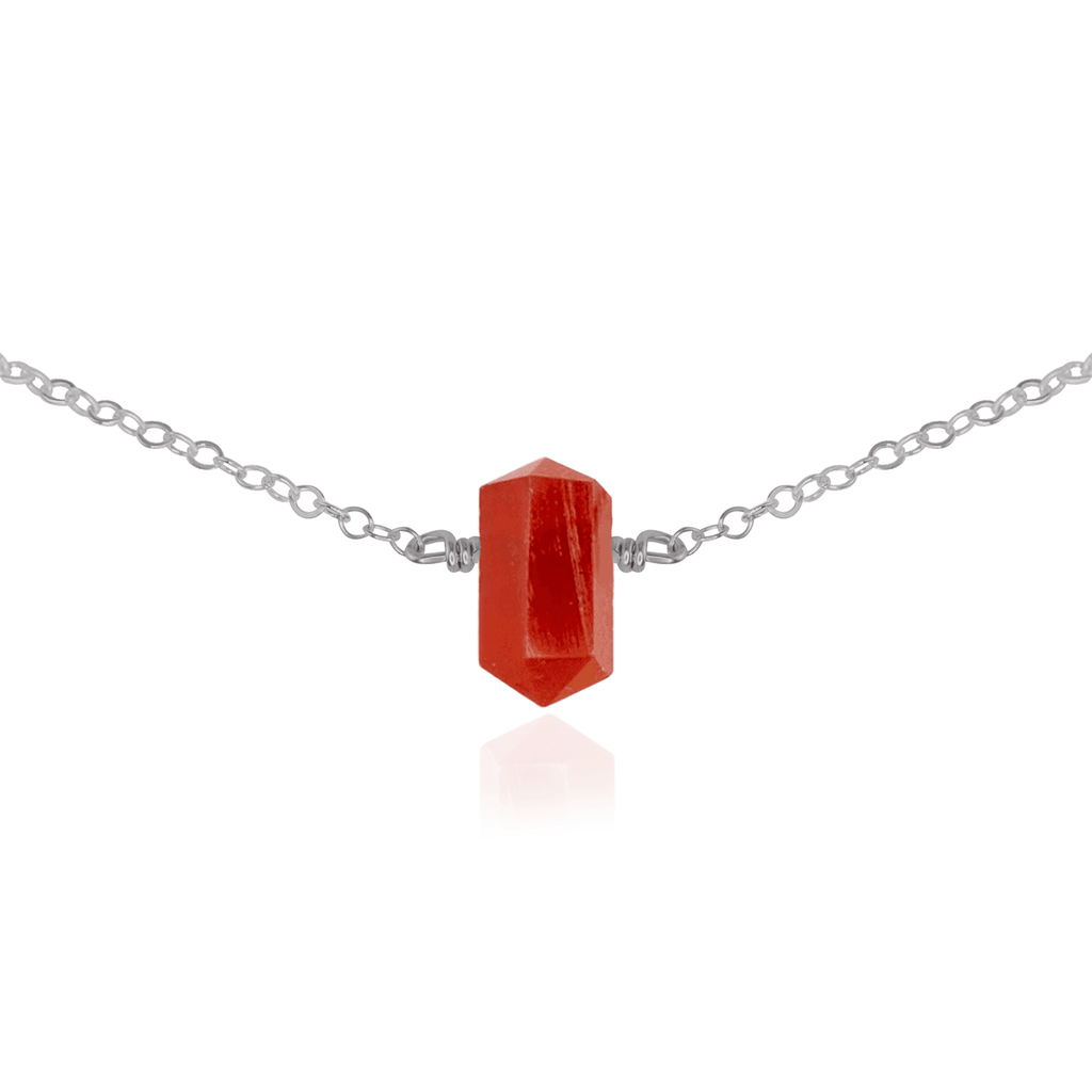 Double Terminated Carnelian Mini Crystal Point Choker Necklace - Double Terminated Carnelian Mini Crystal Point Choker Necklace - Stainless Steel - Luna Tide Handmade Crystal Jewellery