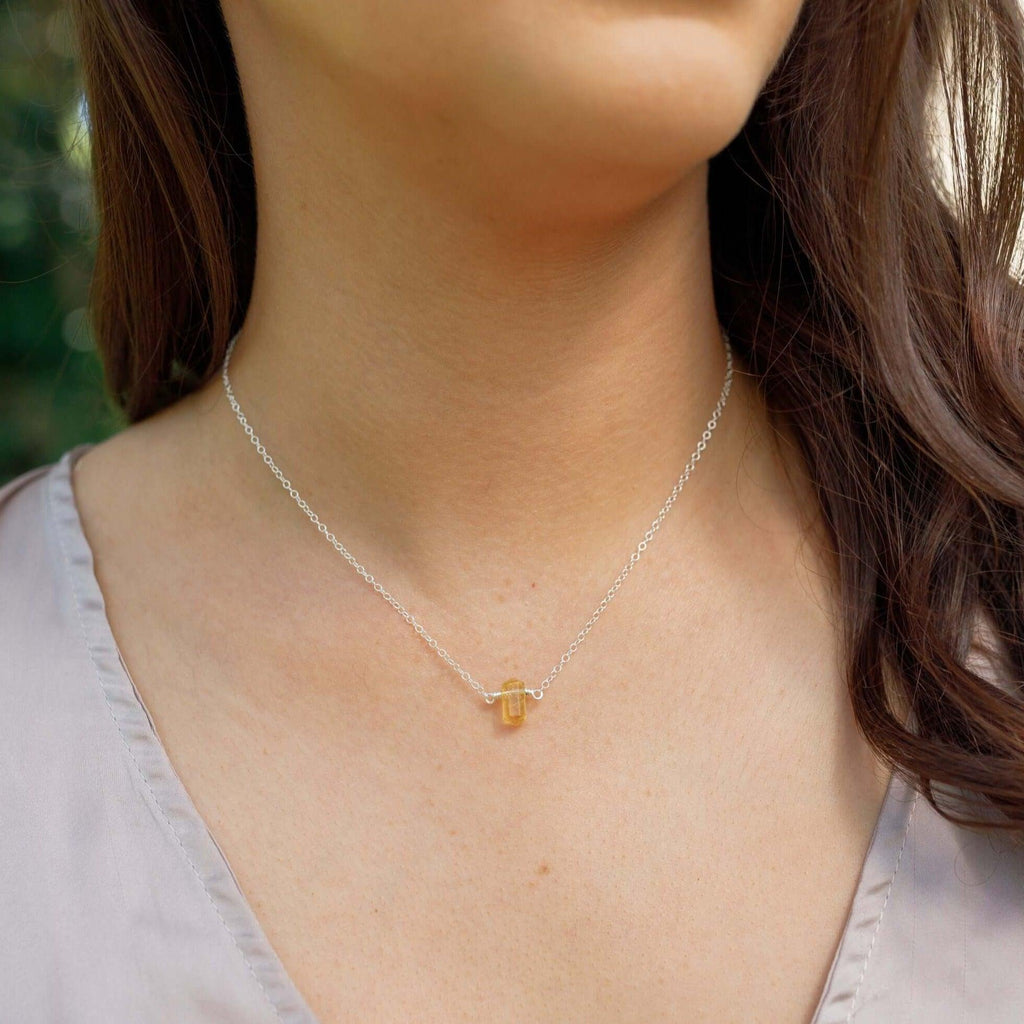 Double Terminated Citrine Mini Crystal Point Necklace - Double Terminated Citrine Mini Crystal Point Necklace - Sterling Silver - Luna Tide Handmade Crystal Jewellery