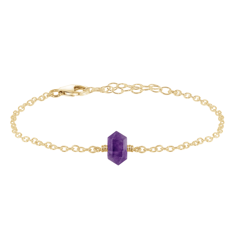 Double Terminated Crystal Bracelet - Amethyst - 14K Gold Fill - Luna Tide Handmade Jewellery