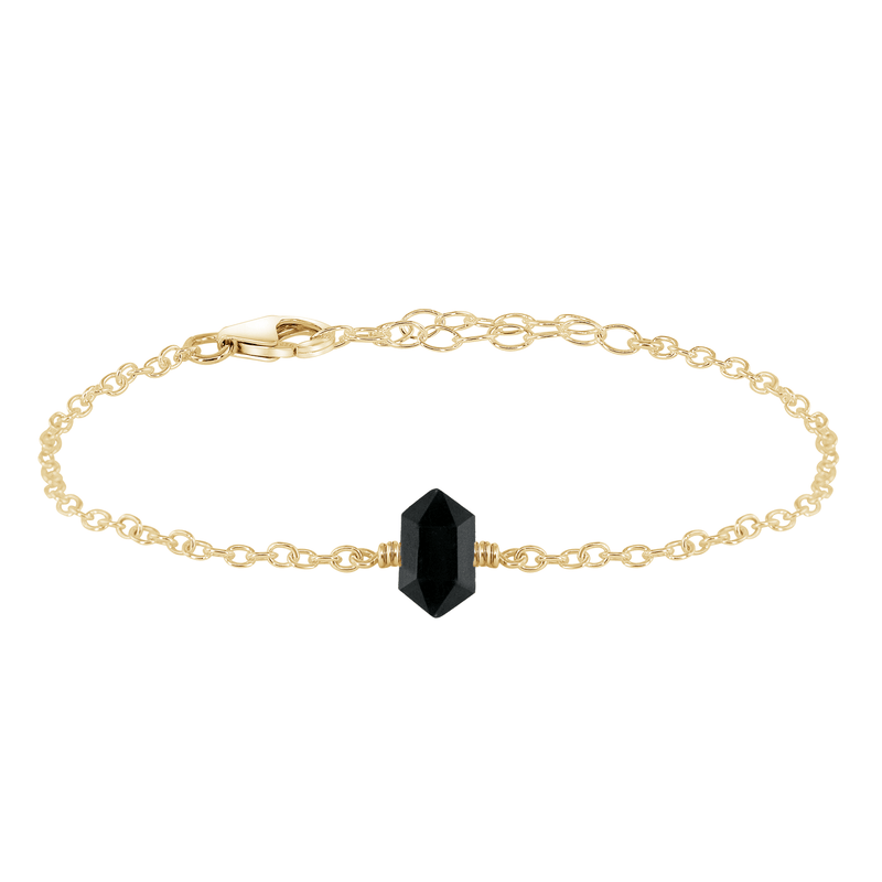 Double Terminated Crystal Bracelet - Black Tourmaline - 14K Gold Fill - Luna Tide Handmade Jewellery