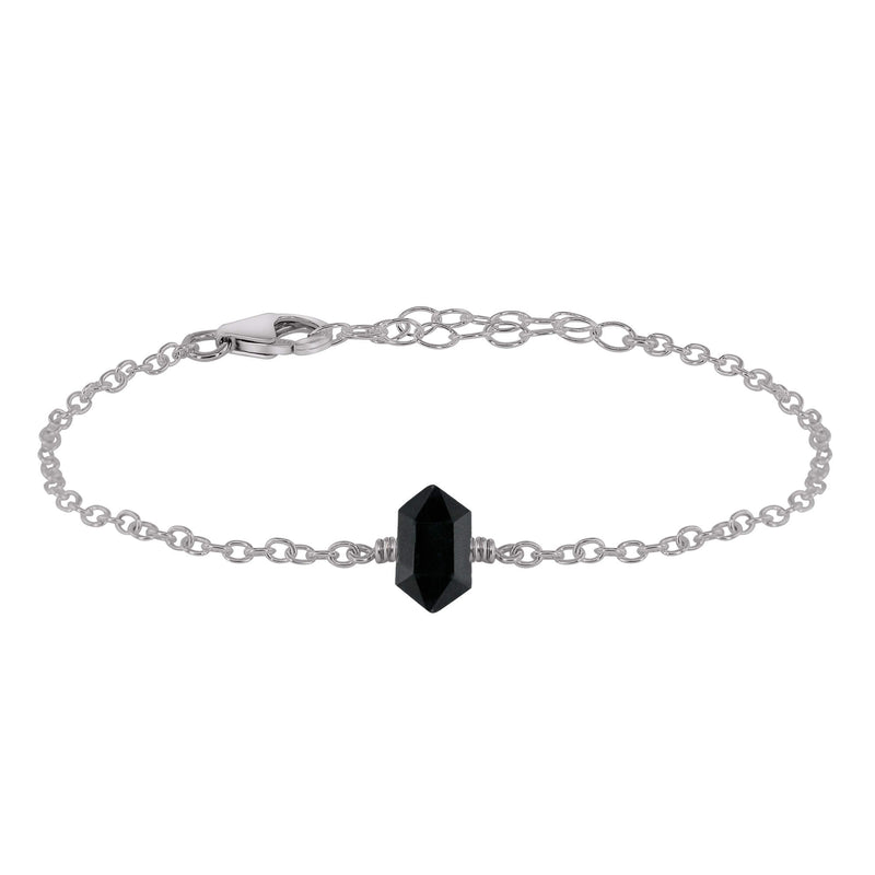 Double Terminated Crystal Bracelet - Black Tourmaline - Stainless Steel - Luna Tide Handmade Jewellery