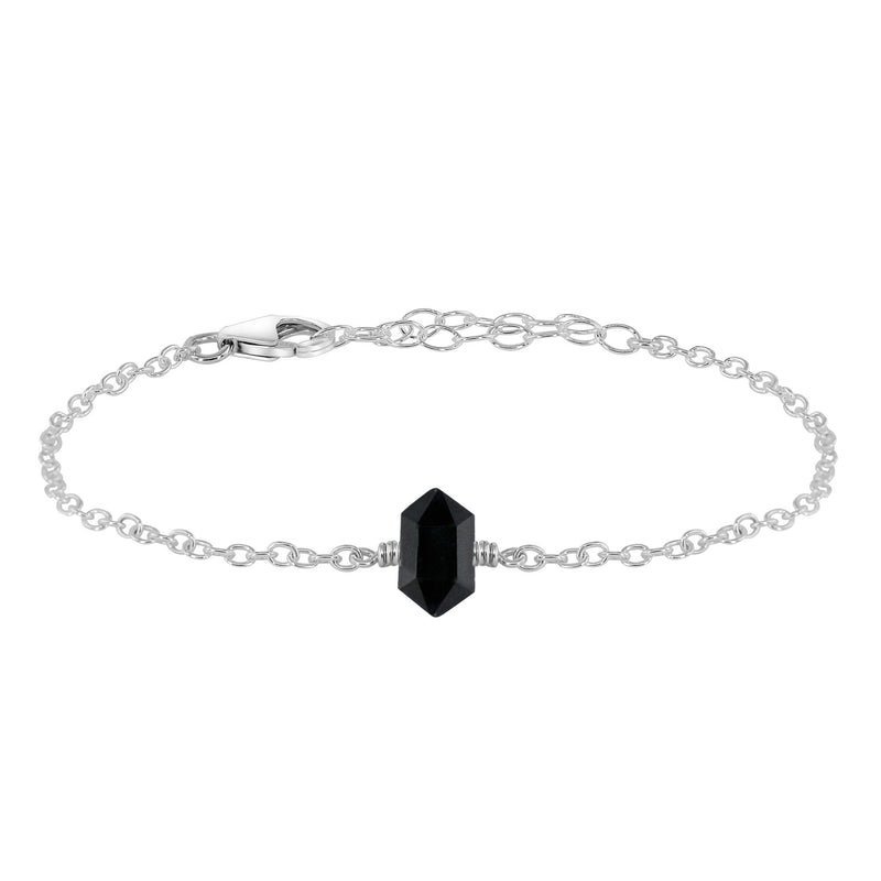 Double Terminated Crystal Bracelet - Black Tourmaline - Sterling Silver - Luna Tide Handmade Jewellery