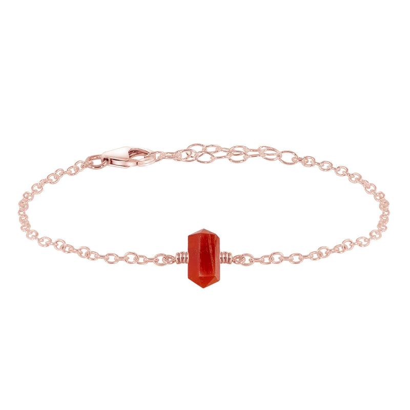 Double Terminated Crystal Bracelet - Carnelian - 14K Rose Gold Fill - Luna Tide Handmade Jewellery
