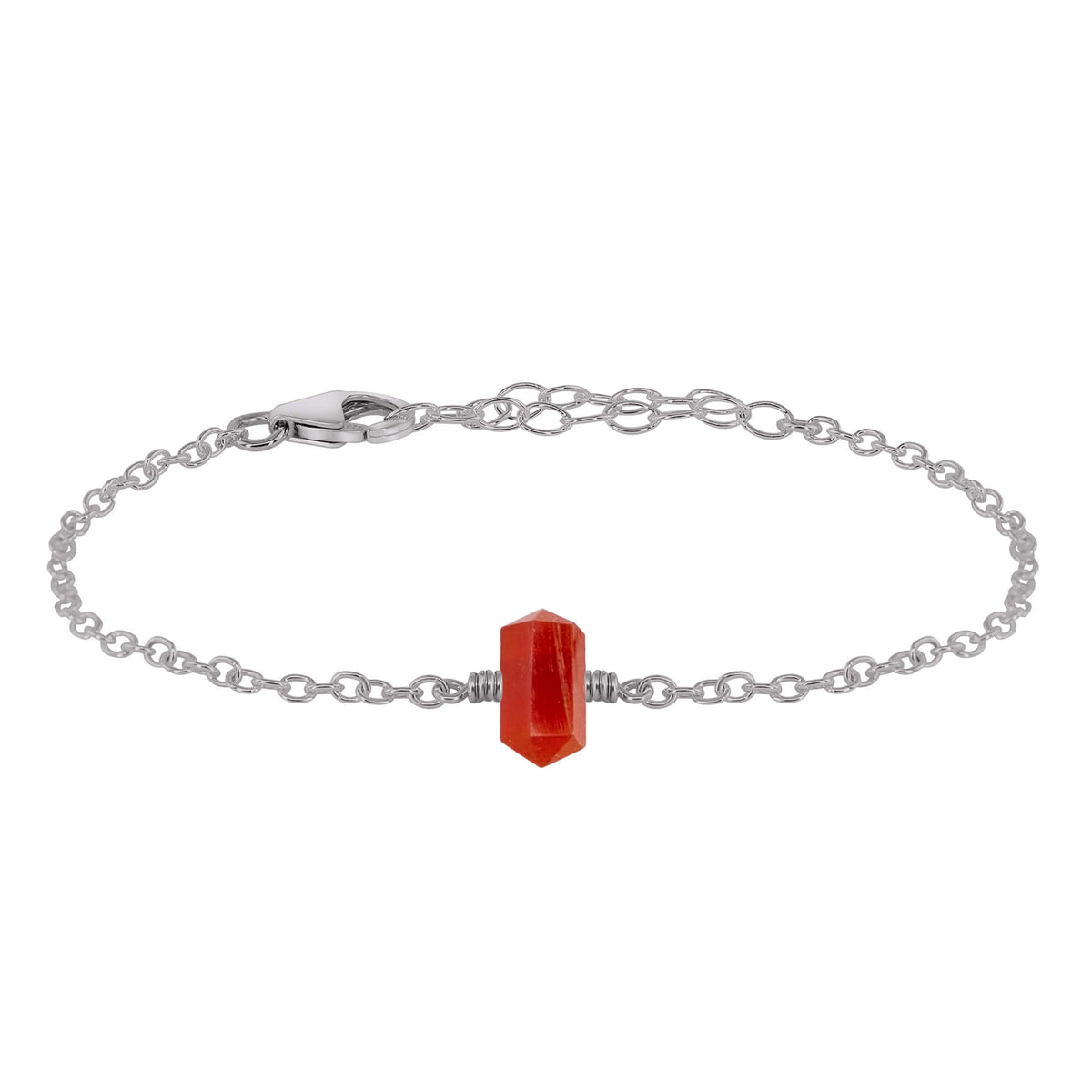 Double Terminated Crystal Bracelet - Carnelian - Stainless Steel - Luna Tide Handmade Jewellery