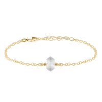 Double Terminated Crystal Bracelet - Crystal Quartz - 14K Gold Fill - Luna Tide Handmade Jewellery