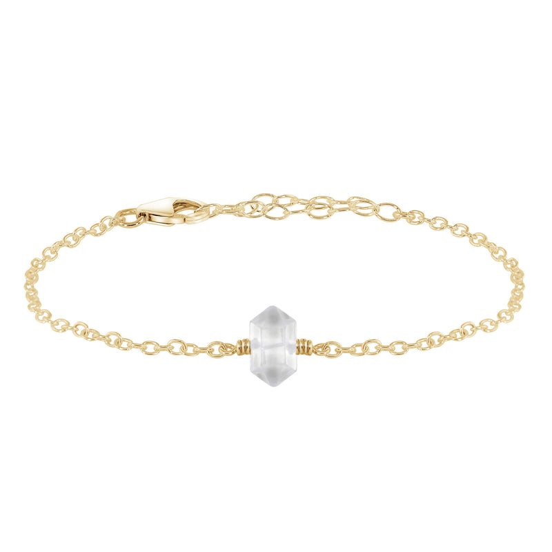 Double Terminated Crystal Bracelet - Crystal Quartz - 14K Gold Fill - Luna Tide Handmade Jewellery