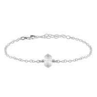 Double Terminated Crystal Bracelet - Crystal Quartz - Sterling Silver - Luna Tide Handmade Jewellery