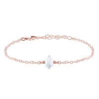 Double Terminated Crystal Bracelet - Rainbow Moonstone - 14K Rose Gold Fill - Luna Tide Handmade Jewellery