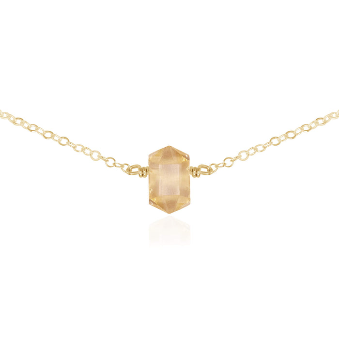 Double Terminated Crystal Choker - Citrine - 14K Gold Fill - Luna Tide Handmade Jewellery