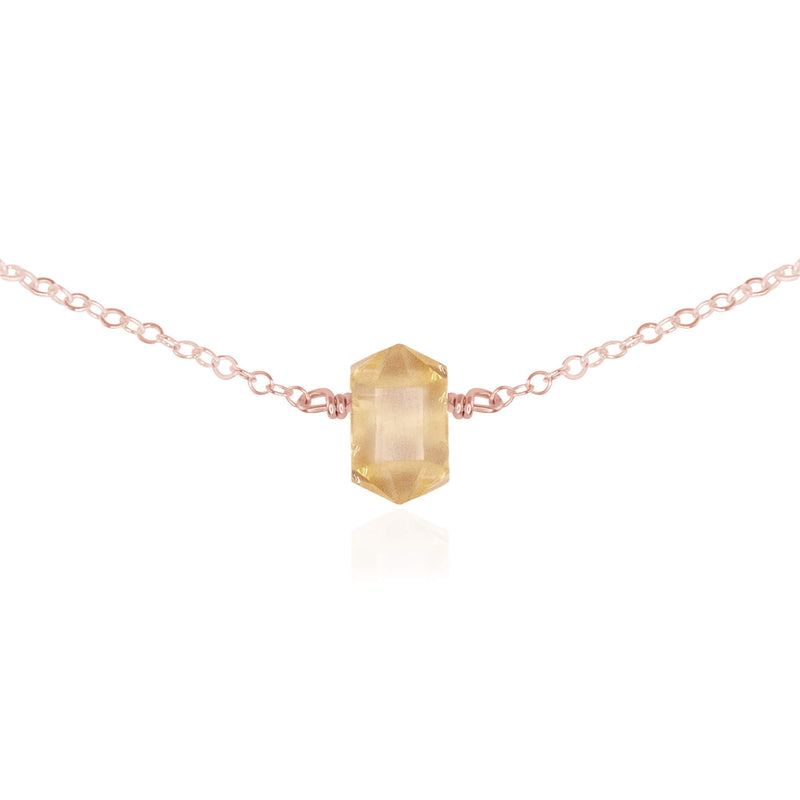 Double Terminated Crystal Choker - Citrine - 14K Rose Gold Fill - Luna Tide Handmade Jewellery