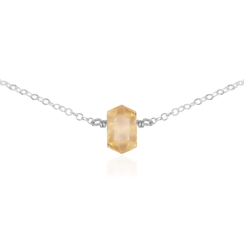 Double Terminated Crystal Choker - Citrine - Sterling Silver - Luna Tide Handmade Jewellery
