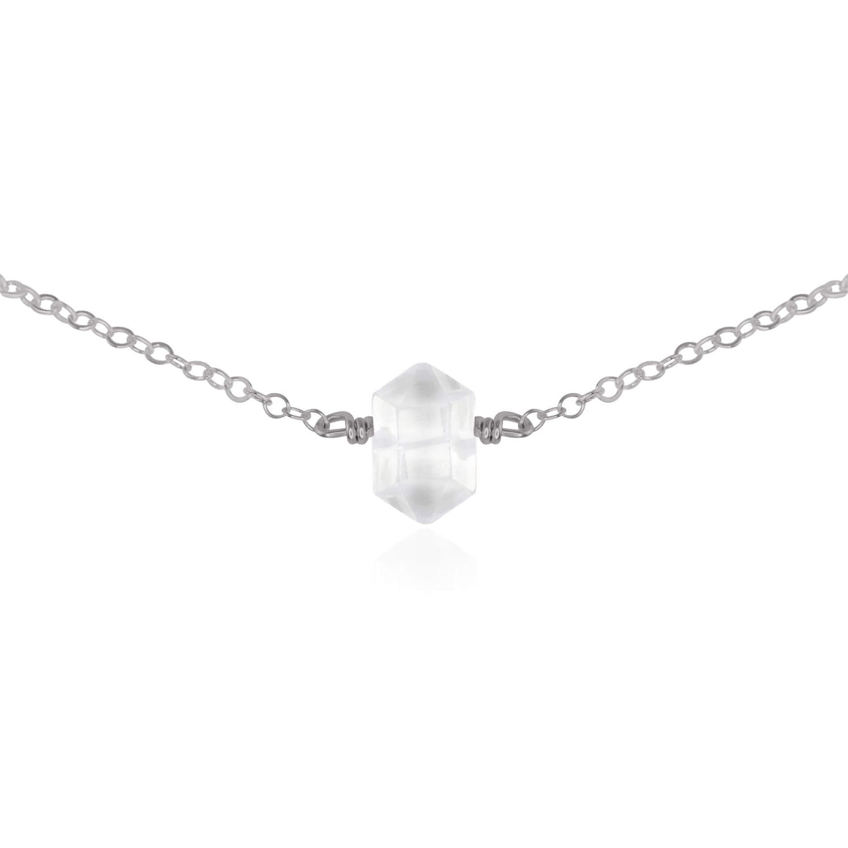 Double Terminated Crystal Choker - Crystal Quartz - Stainless Steel - Luna Tide Handmade Jewellery
