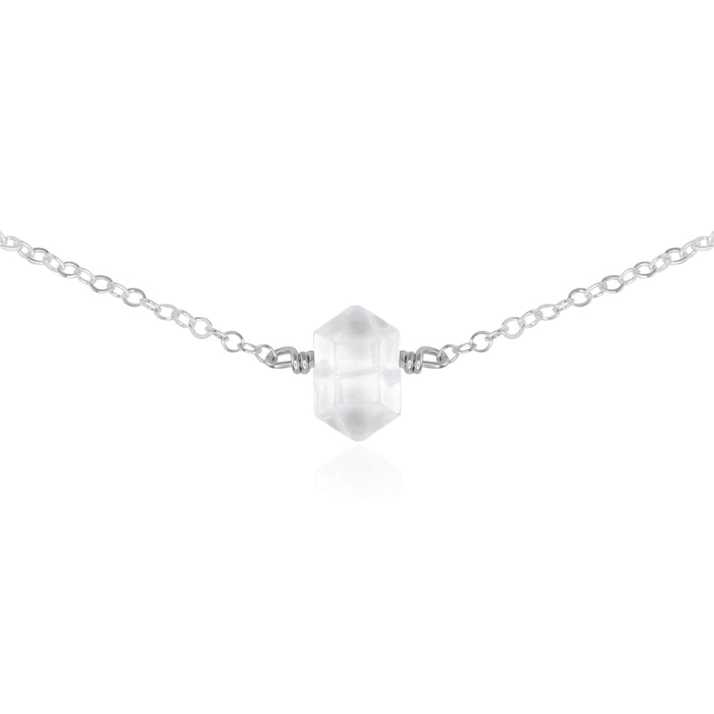 Double Terminated Crystal Choker - Crystal Quartz - Sterling Silver - Luna Tide Handmade Jewellery