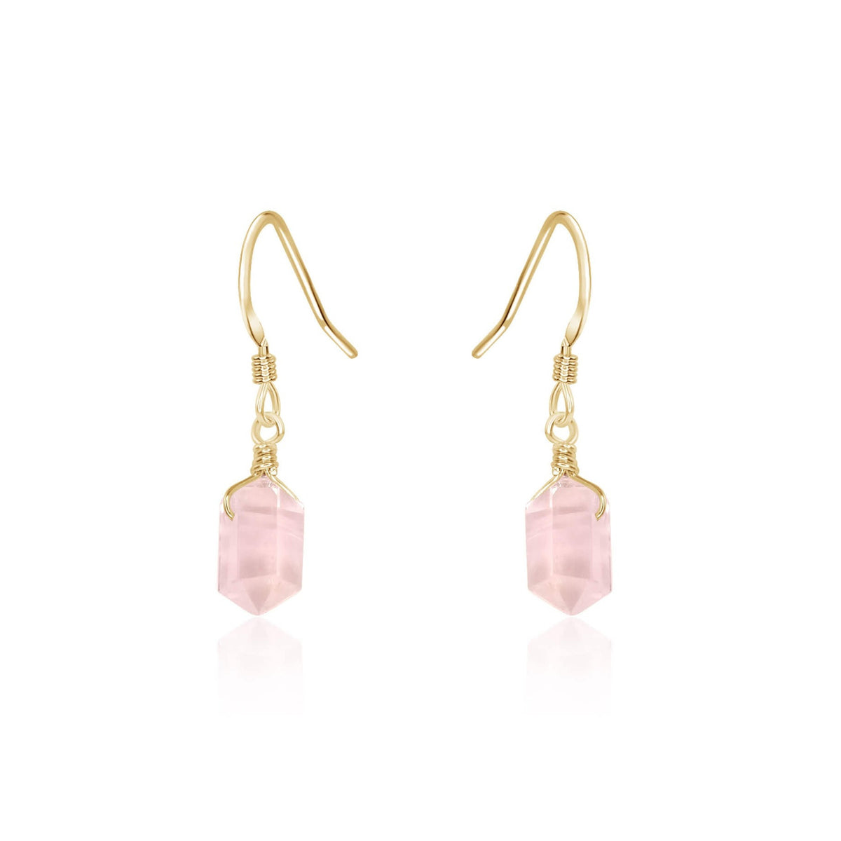 Double Terminated Crystal Dangle Drop Earrings - 14K Gold Fill - Luna Tide Handmade Jewellery