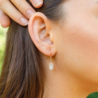 Double Terminated Crystal Dangle Drop Earrings - 14K Rose Gold Fill - Luna Tide Handmade Jewellery