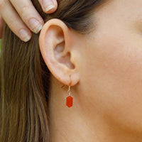 Double Terminated Crystal Dangle Drop Earrings - Carnelian - 14K Rose Gold Fill - Luna Tide Handmade Jewellery