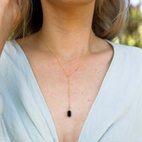 Double Terminated Crystal Lariat - 14K Gold Fill - Luna Tide Handmade Jewellery