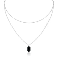 Double Terminated Crystal Layered Choker - Black Tourmaline - Sterling Silver - Luna Tide Handmade Jewellery