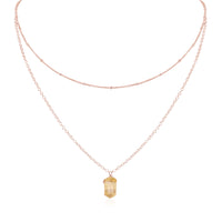 Double Terminated Crystal Layered Choker - Citrine - 14K Rose Gold Fill - Luna Tide Handmade Jewellery