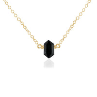 Double Terminated Crystal Necklace - Black Tourmaline - 14K Gold Fill - Luna Tide Handmade Jewellery
