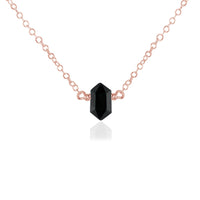 Double Terminated Crystal Necklace - Black Tourmaline - 14K Rose Gold Fill - Luna Tide Handmade Jewellery