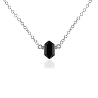 Double Terminated Crystal Necklace - Black Tourmaline - Stainless Steel - Luna Tide Handmade Jewellery