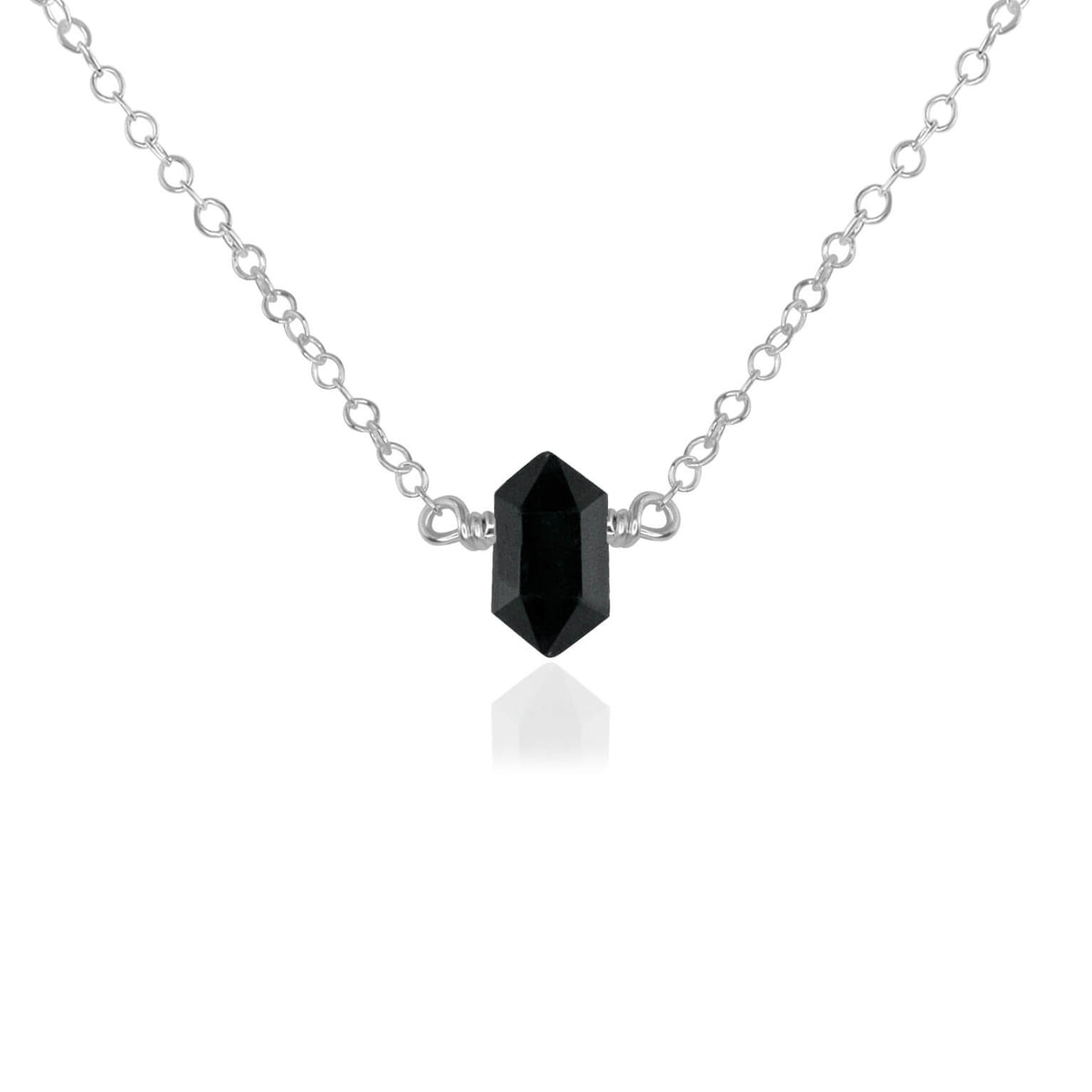 Double Terminated Crystal Necklace - Black Tourmaline - Sterling Silver - Luna Tide Handmade Jewellery