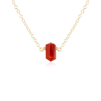 Double Terminated Crystal Necklace - Carnelian - 14K Gold Fill - Luna Tide Handmade Jewellery