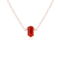 Double Terminated Crystal Necklace - Carnelian - 14K Rose Gold Fill - Luna Tide Handmade Jewellery