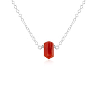 Double Terminated Crystal Necklace - Carnelian - Sterling Silver - Luna Tide Handmade Jewellery