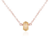 Double Terminated Crystal Necklace - Citrine - 14K Rose Gold Fill - Luna Tide Handmade Jewellery