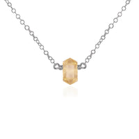 Double Terminated Crystal Necklace - Citrine - Stainless Steel - Luna Tide Handmade Jewellery