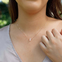 Double Terminated Crystal Necklace - Rose Quartz - 14K Rose Gold Fill - Luna Tide Handmade Jewellery