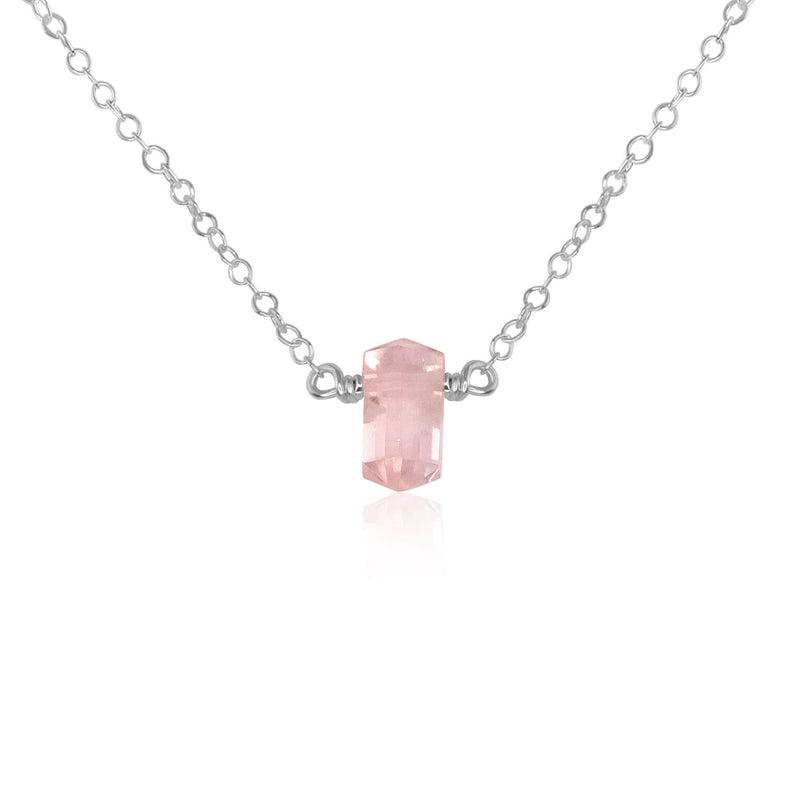 Double Terminated Crystal Necklace - Rose Quartz - Sterling Silver - Luna Tide Handmade Jewellery