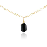 Double Terminated Crystal Pendant Choker - Black Tourmaline - 14K Gold Fill - Luna Tide Handmade Jewellery