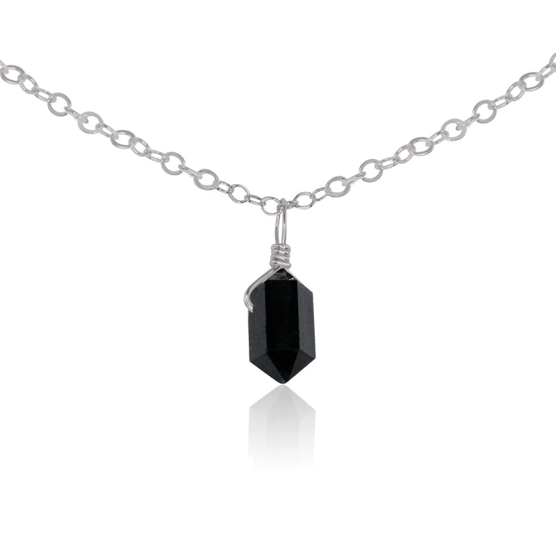 Double Terminated Crystal Pendant Choker - Black Tourmaline - Stainless Steel - Luna Tide Handmade Jewellery