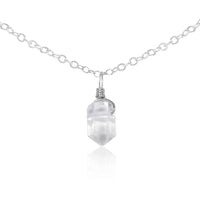 Double Terminated Crystal Pendant Choker - Crystal Quartz - Sterling Silver - Luna Tide Handmade Jewellery