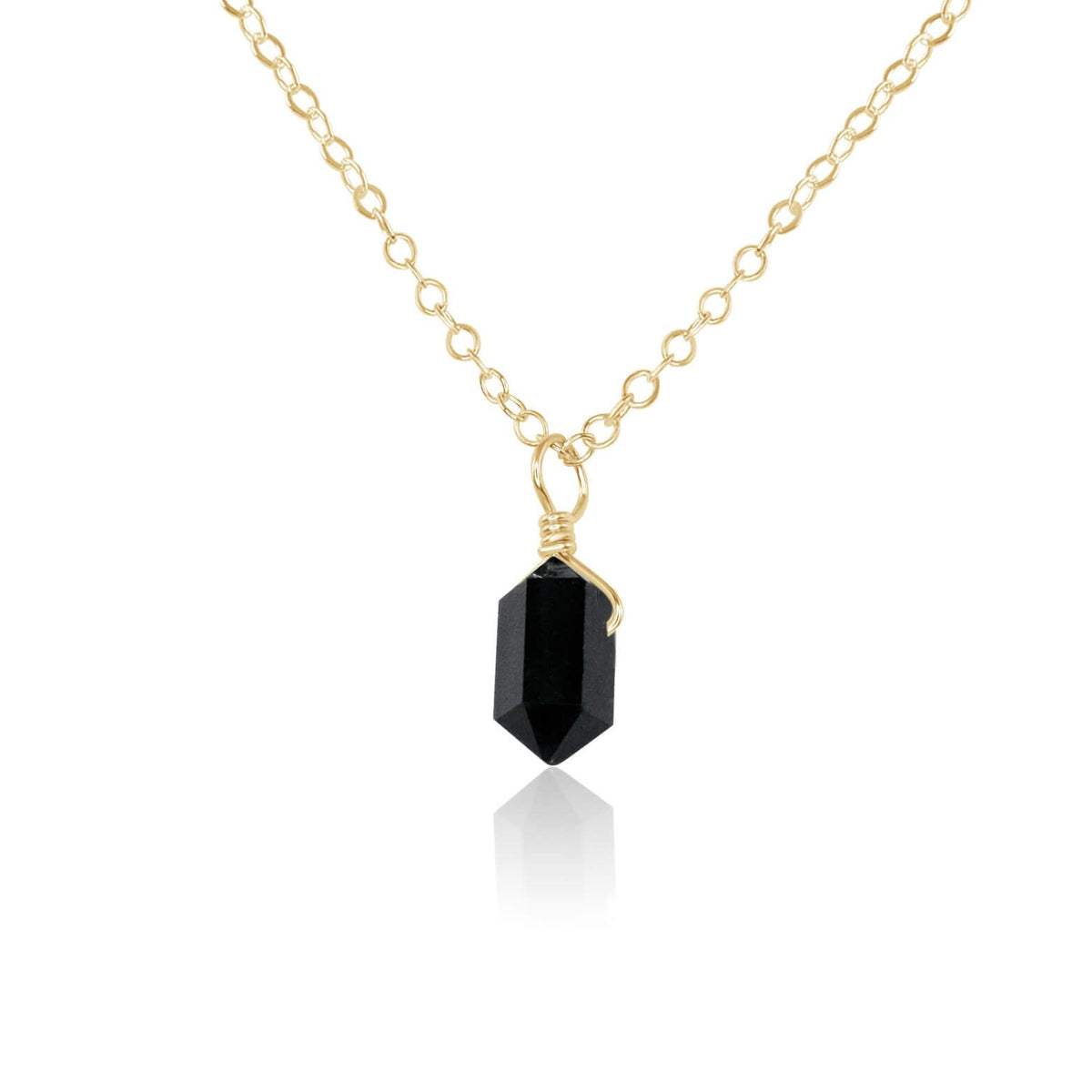 Double Terminated Crystal Pendant Necklace - 14K Gold Fill - Luna Tide Handmade Jewellery