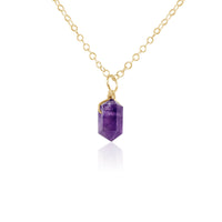 Double Terminated Crystal Pendant Necklace - Amethyst - 14K Gold Fill - Luna Tide Handmade Jewellery