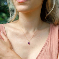 Double Terminated Crystal Pendant Necklace - Amethyst - 14K Rose Gold Fill - Luna Tide Handmade Jewellery