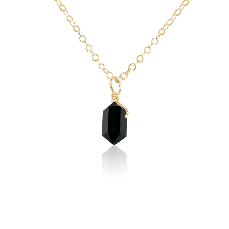Double Terminated Crystal Pendant Necklace - Black Tourmaline - 14K Gold Fill - Luna Tide Handmade Jewellery