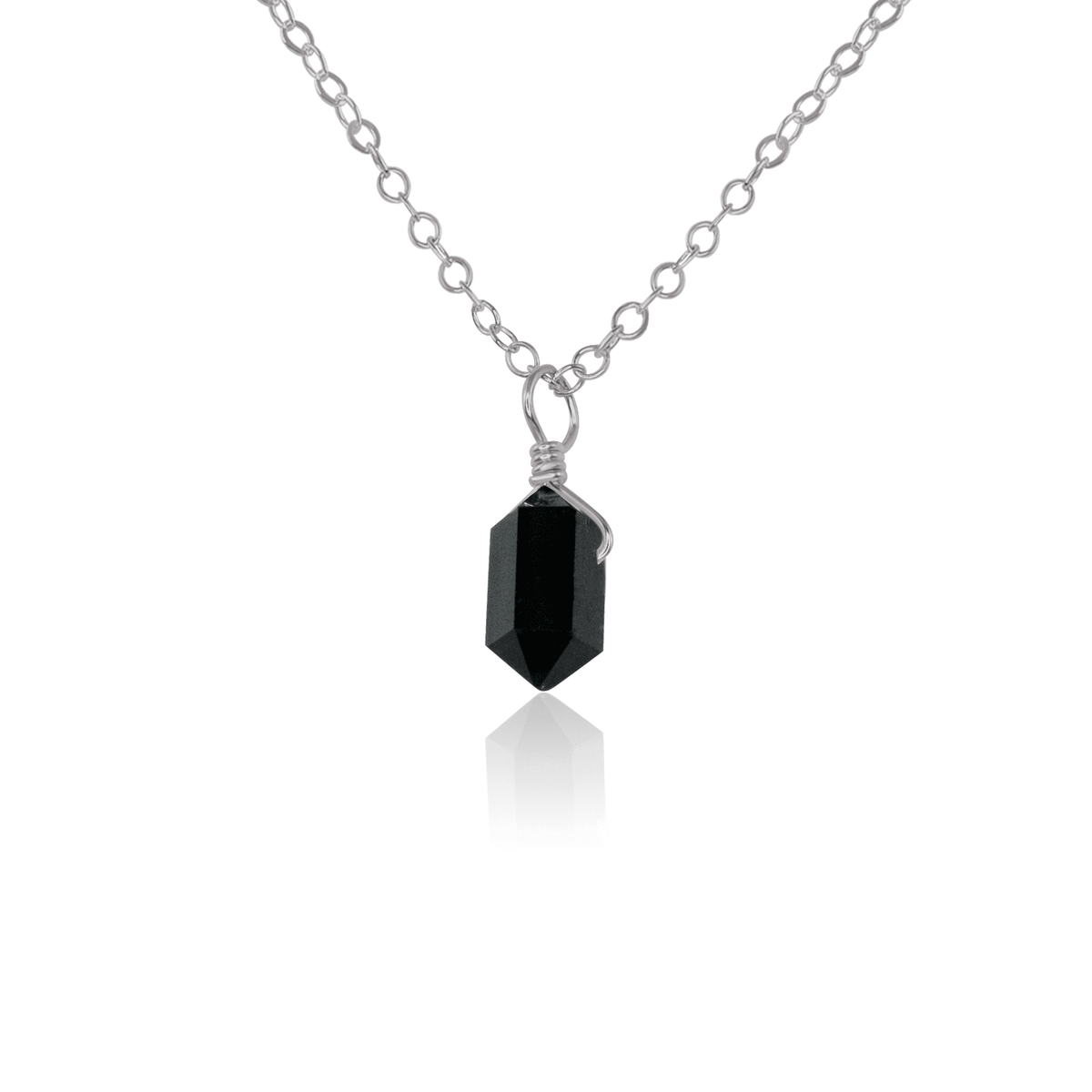 Double Terminated Crystal Pendant Necklace - Black Tourmaline - Stainless Steel - Luna Tide Handmade Jewellery